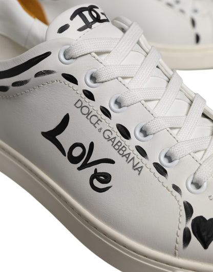White Suede Leather Low Top Sneakers Shoes-Dolce & Gabbana-LabelTerrace.com
