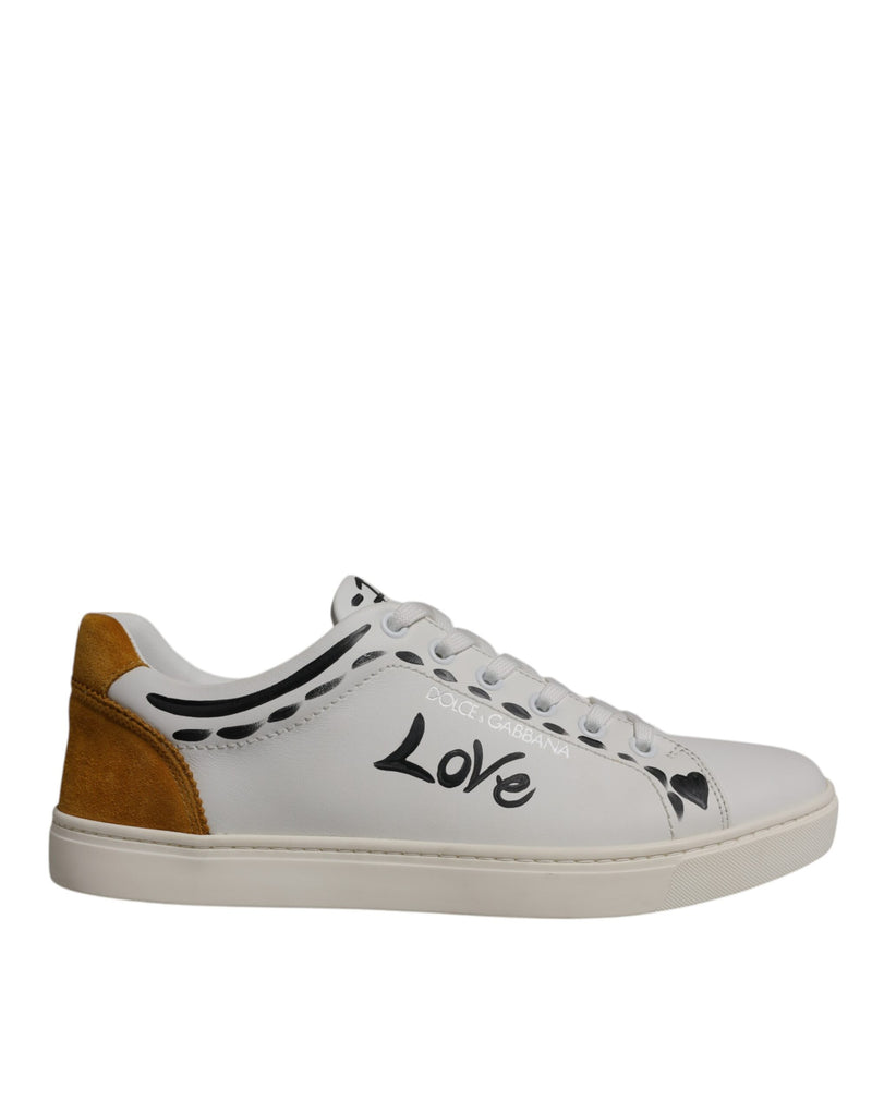 White Suede Leather Low Top Sneakers Shoes-Dolce & Gabbana-LabelTerrace.com
