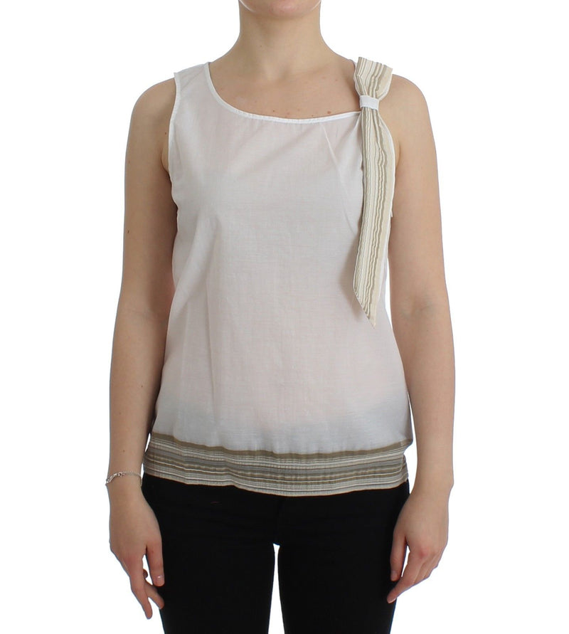 White Top Blouse Tank Shirt Sleeveless-Ermanno Scervino-LabelTerrace.com