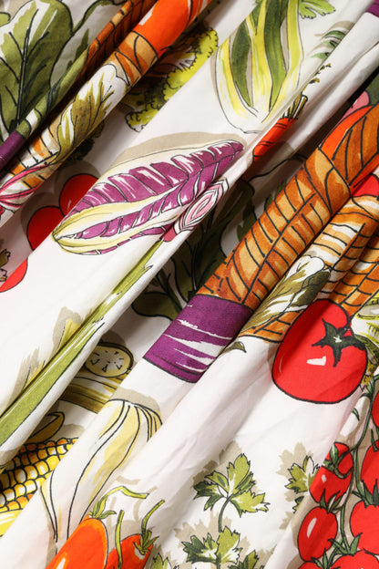 White Vegetables Sleeveless A-line Dress-Dolce & Gabbana-LabelTerrace.com