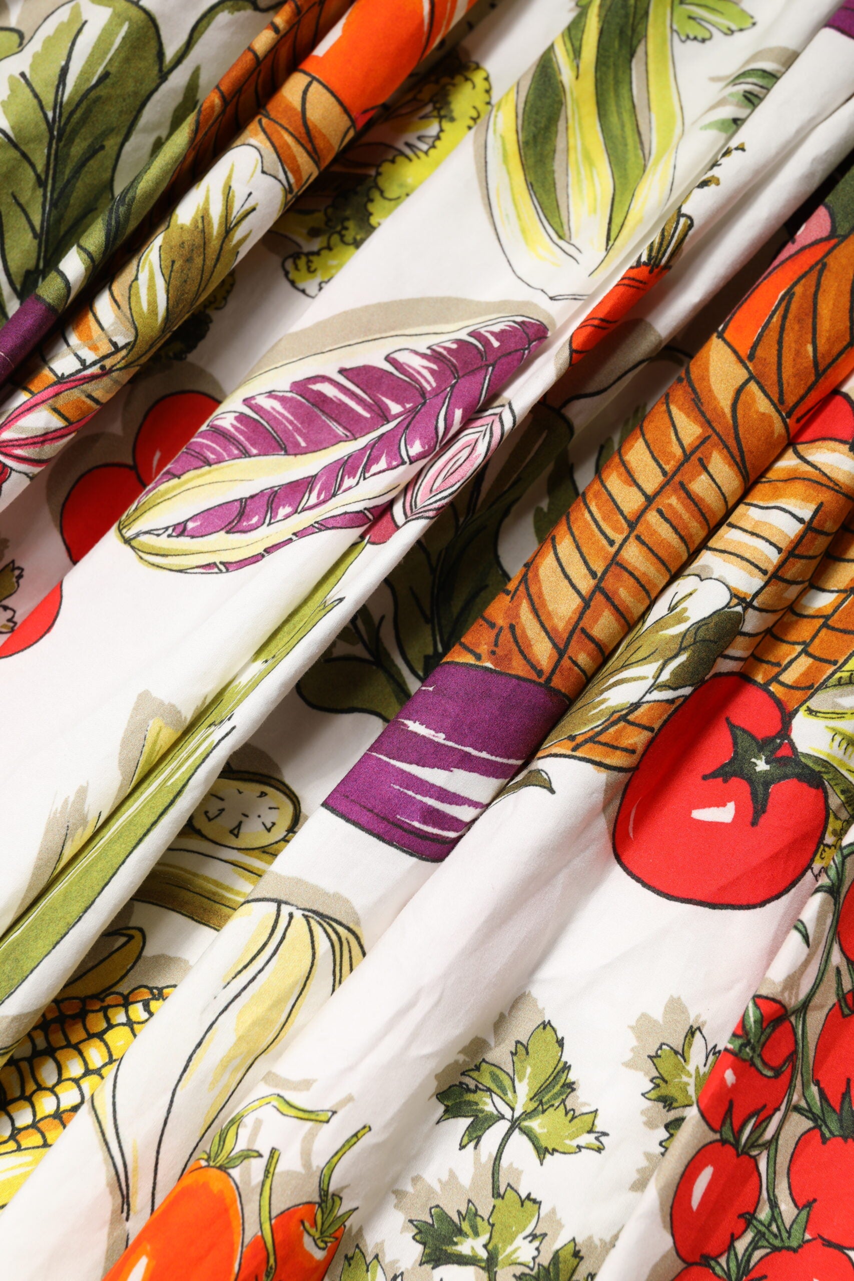 White Vegetables Sleeveless A-line Midi Dress-Dolce & Gabbana-LabelTerrace.com