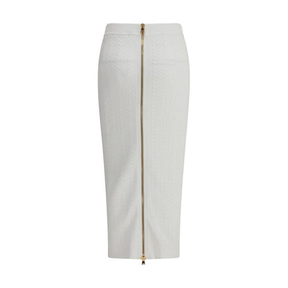 White Viscose Midi Skirt