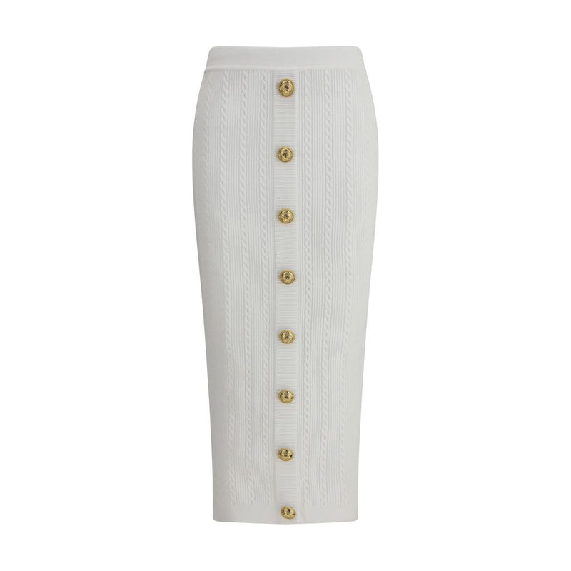 White Viscose Midi Skirt