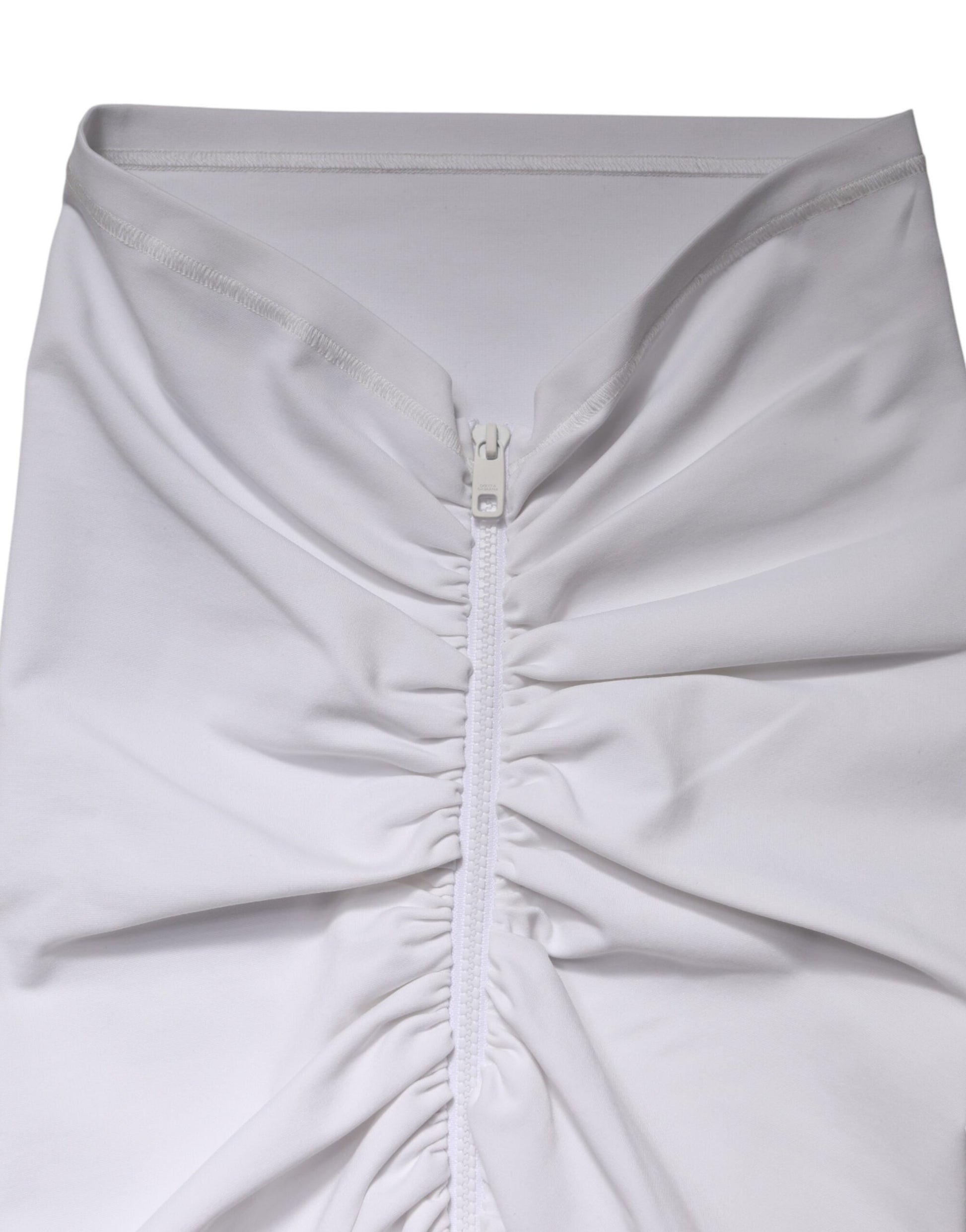 White Viscose Pencil Cut High Waist Mini Skirt