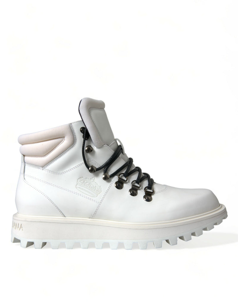 White Vulcano Trekking Ankle Boots Shoes-Dolce & Gabbana-LabelTerrace.com