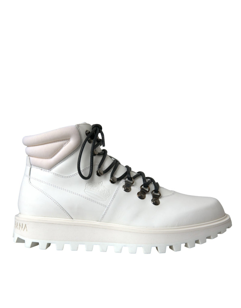 White Vulcano Trekking Men Ankle Boots Shoes-Dolce & Gabbana-LabelTerrace.com