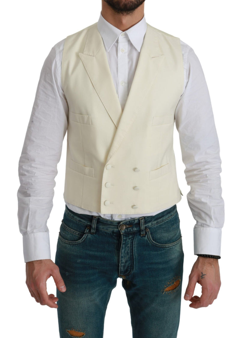 White Waistcoat Formal Wool Vest-Dolce & Gabbana-LabelTerrace.com