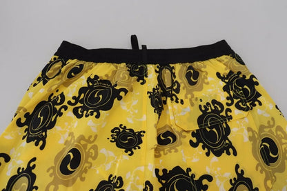 Yellow Black Printed Nylon Beachwear Shorts Swimwear-Dsquared²-LabelTerrace.com
