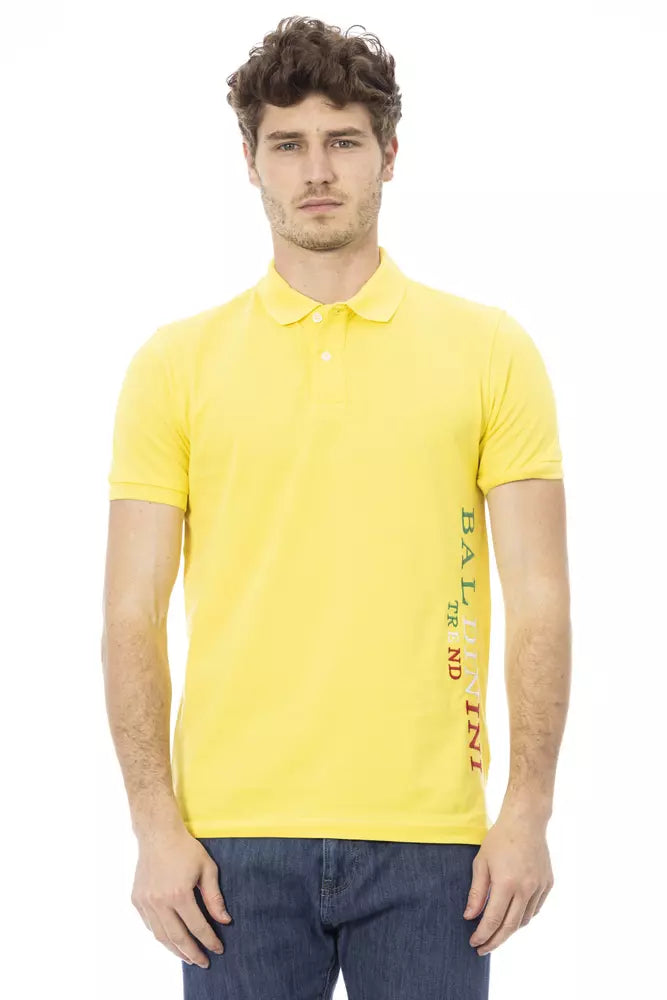Yellow Cotton Men Polo Shirt-Baldinini Trend-LabelTerrace.com