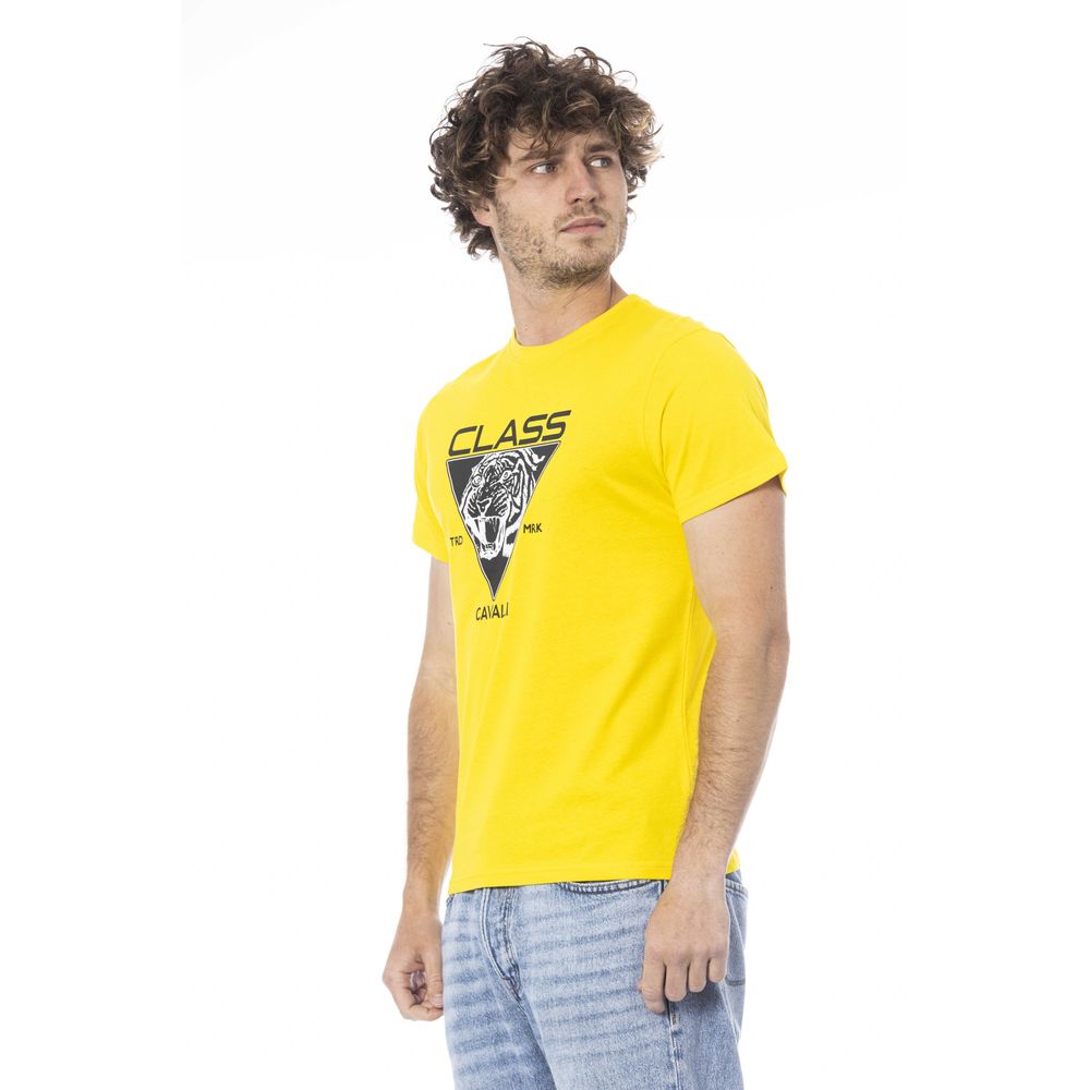 Yellow Cotton Men T-Shirt-Cavalli Class-LabelTerrace.com
