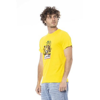 Yellow Cotton Men T-Shirt-Cavalli Class-LabelTerrace.com