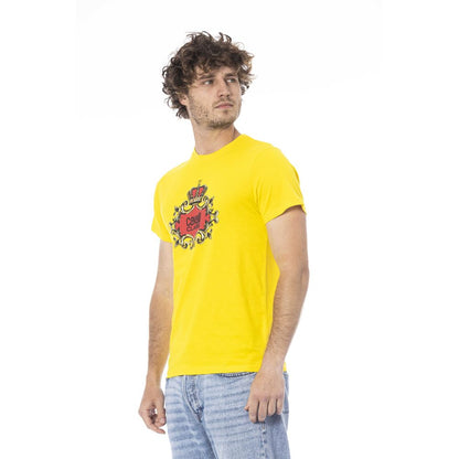 Yellow Cotton Men T-Shirt-Cavalli Class-LabelTerrace.com