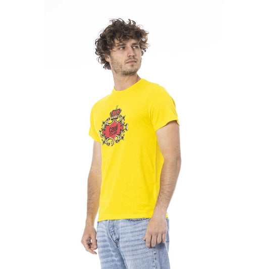 Yellow Cotton Men T-Shirt-Cavalli Class-LabelTerrace.com
