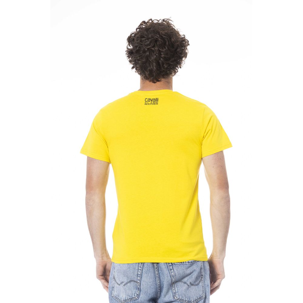 Yellow Cotton Men T-Shirt-Cavalli Class-LabelTerrace.com