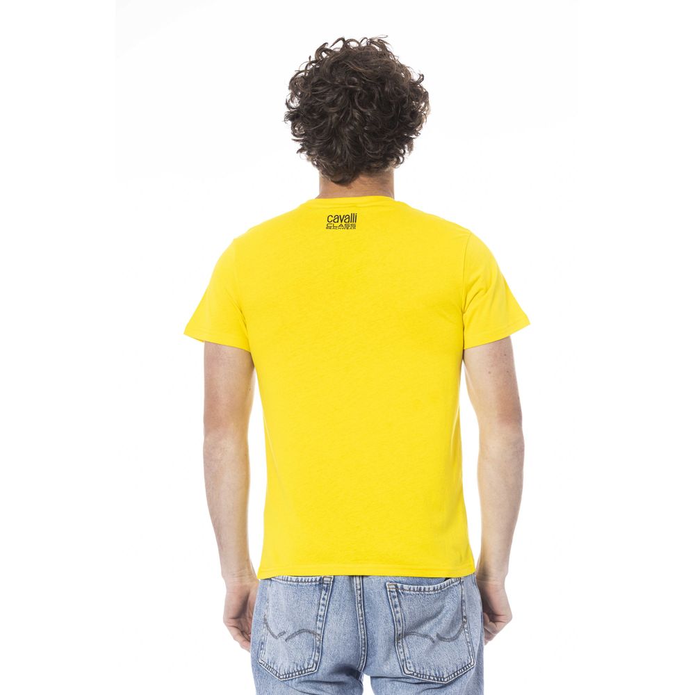 Yellow Cotton Men T-Shirt-Cavalli Class-LabelTerrace.com
