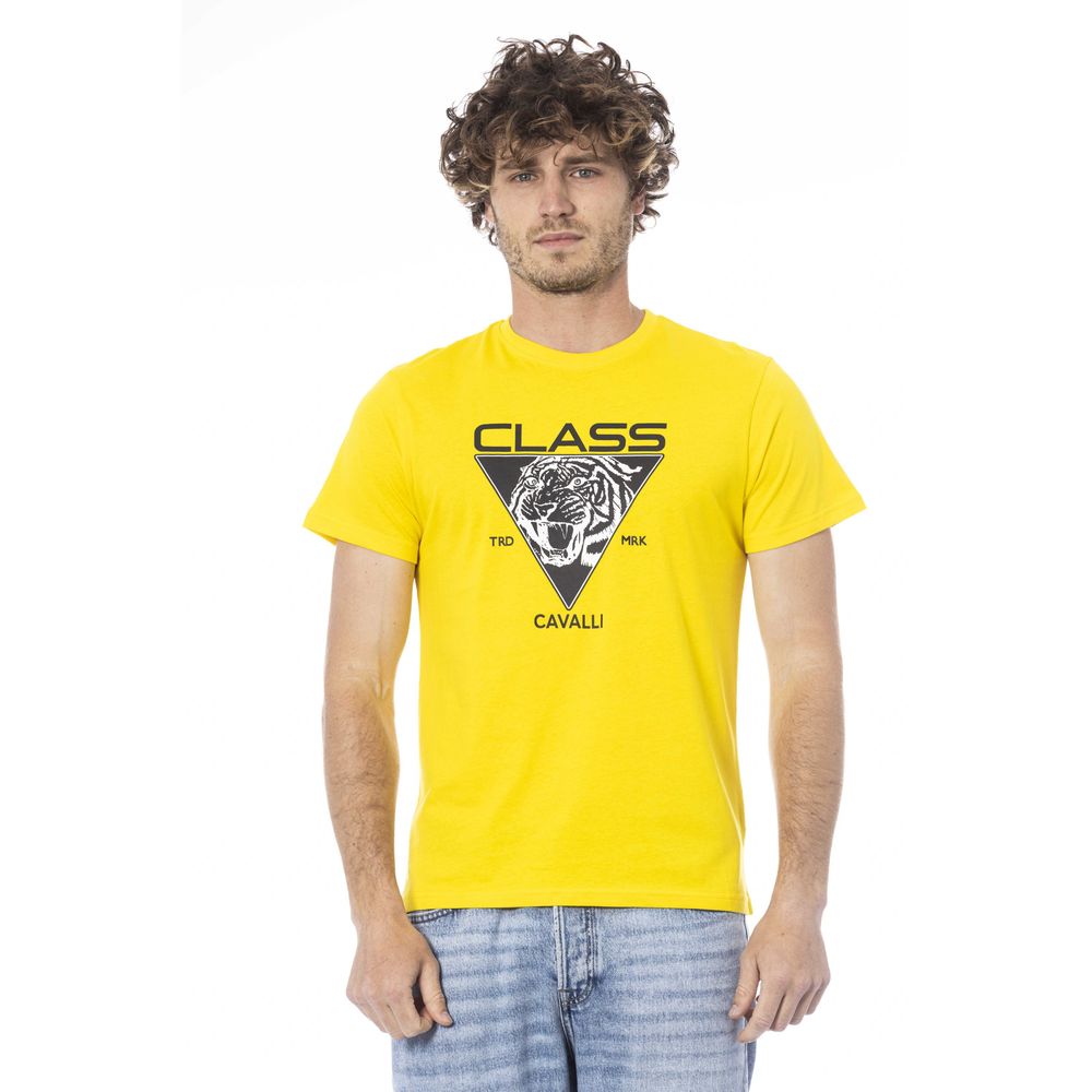 Yellow Cotton Men T-Shirt-Cavalli Class-LabelTerrace.com