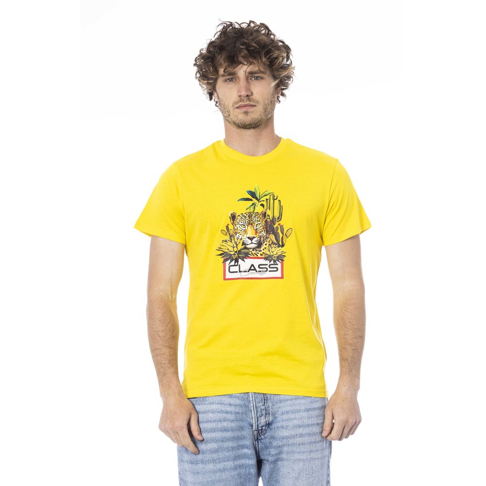 Yellow Cotton Men T-Shirt-Cavalli Class-LabelTerrace.com