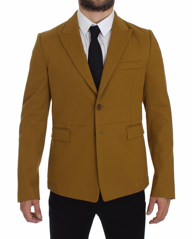 Yellow Cotton Stretch Blazer-Dolce & Gabbana-LabelTerrace.com