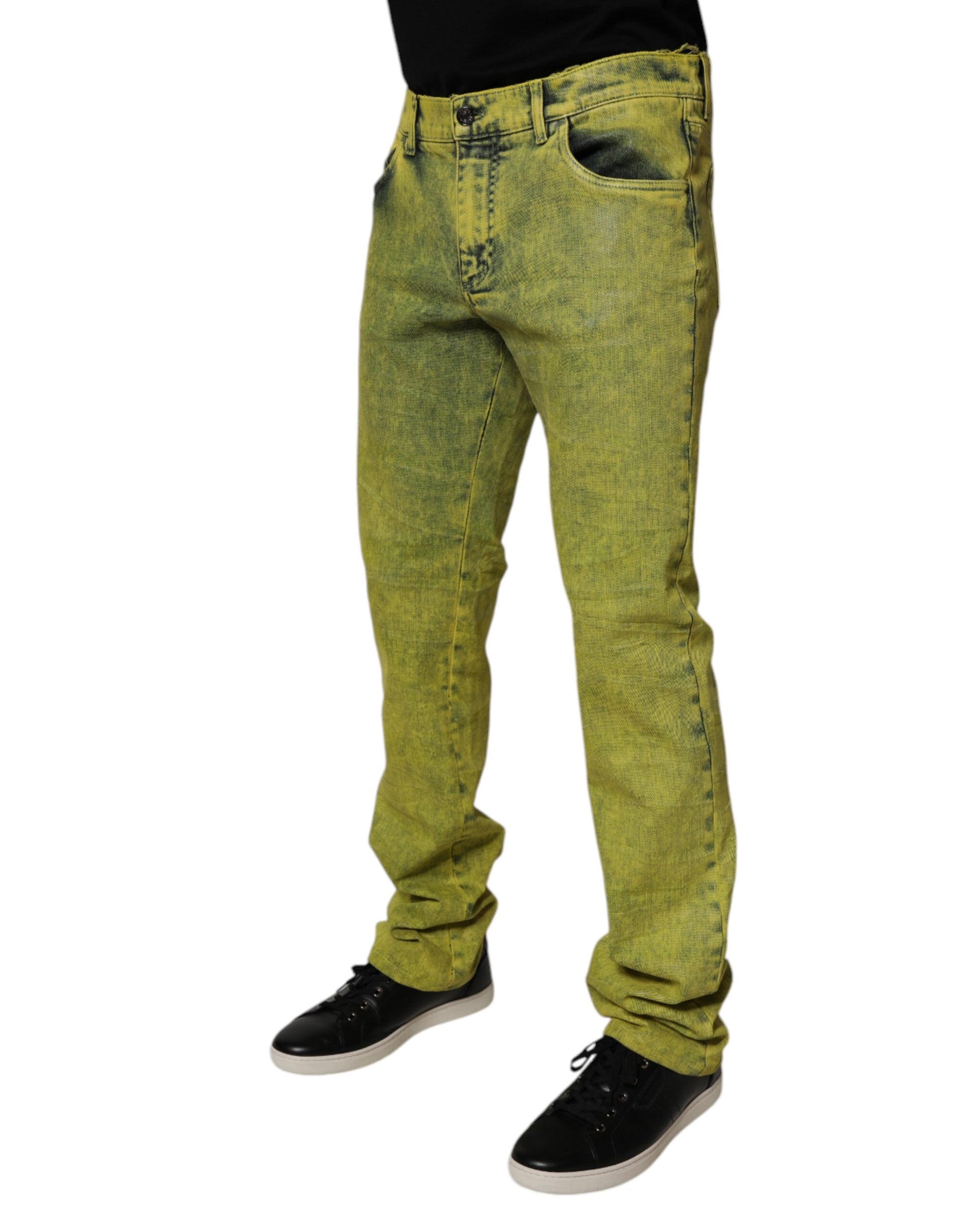 Yellow Cotton Stretch Skinny Men Denim Jeans-Dolce & Gabbana-LabelTerrace.com