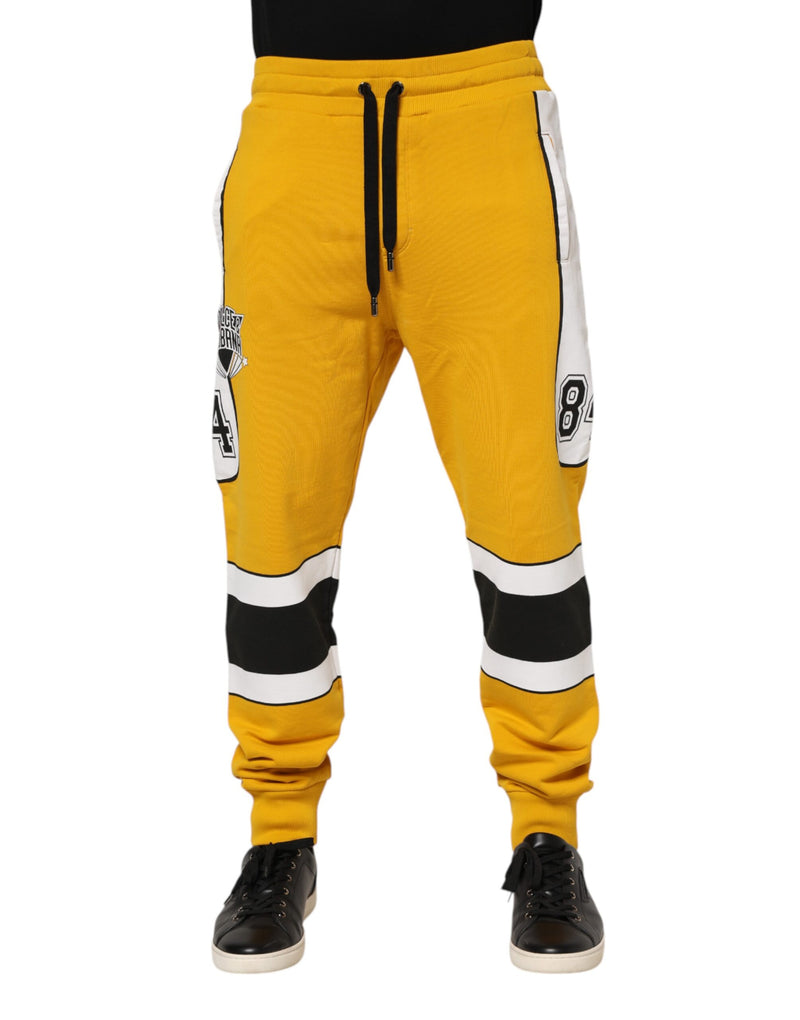 Yellow Cotton Sweatpants Jogger Pants-Dolce & Gabbana-LabelTerrace.com