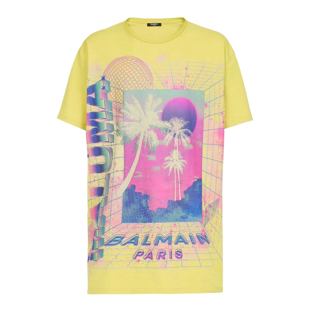 Yellow Cotton T-Shirt-Balmain-LabelTerrace.com
