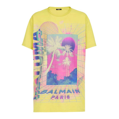 Yellow Cotton T-Shirt-Balmain-LabelTerrace.com