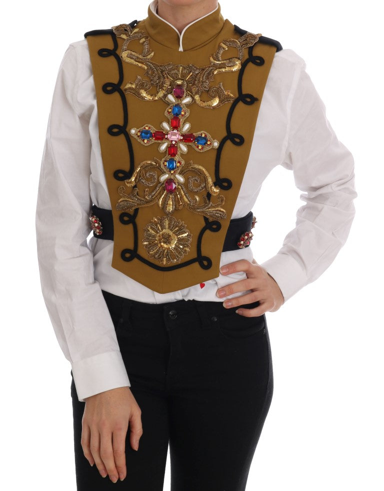 Yellow Crystal Cross Vest Jacket-Dolce & Gabbana-LabelTerrace.com