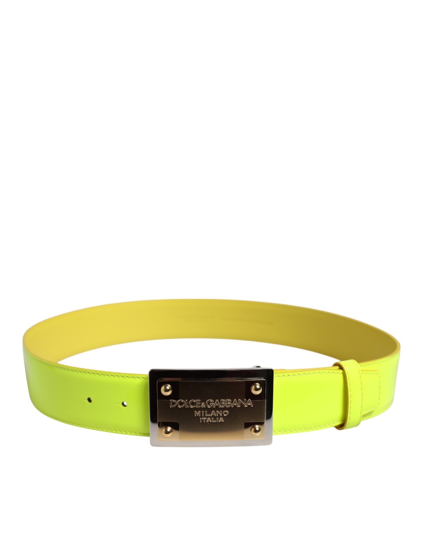 Yellow Green Classic Metal Logo Buckle Belt-Dolce & Gabbana-LabelTerrace.com