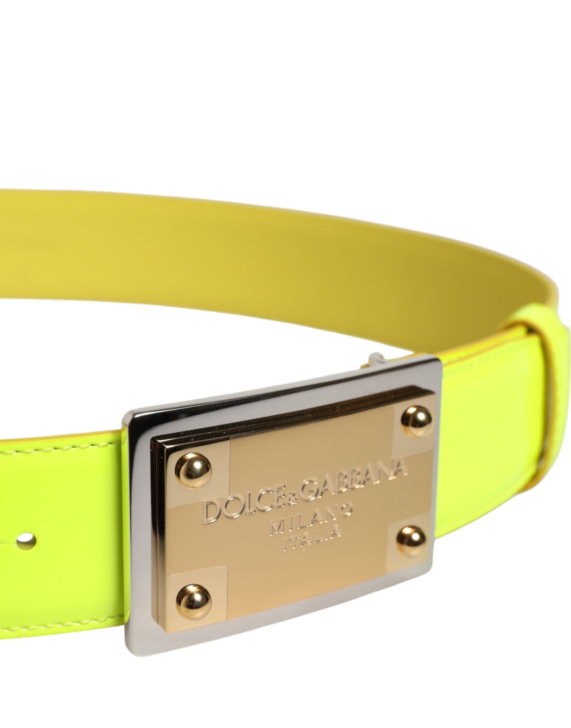 Yellow Green Classic Metal Logo Buckle Belt-Dolce & Gabbana-LabelTerrace.com