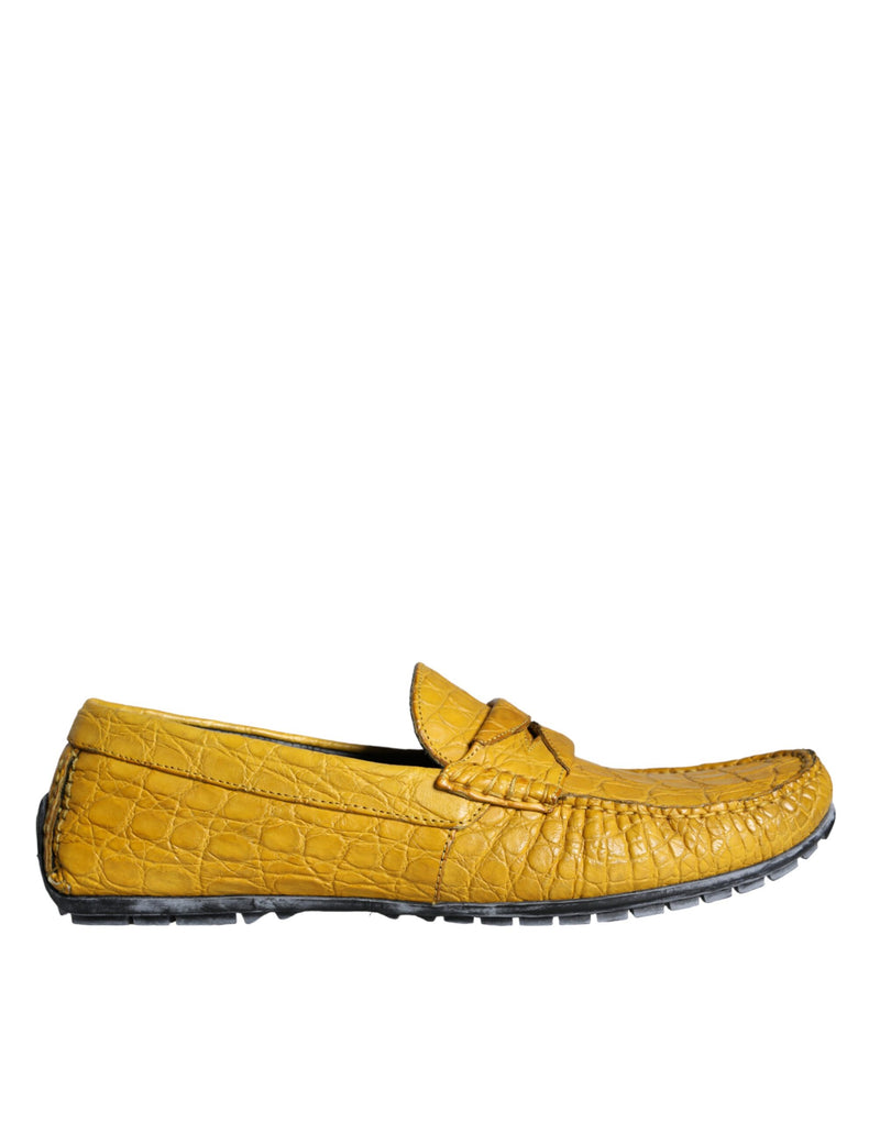 Yellow Leather Slip Mocassin Loafers Shoes-Dolce & Gabbana-LabelTerrace.com