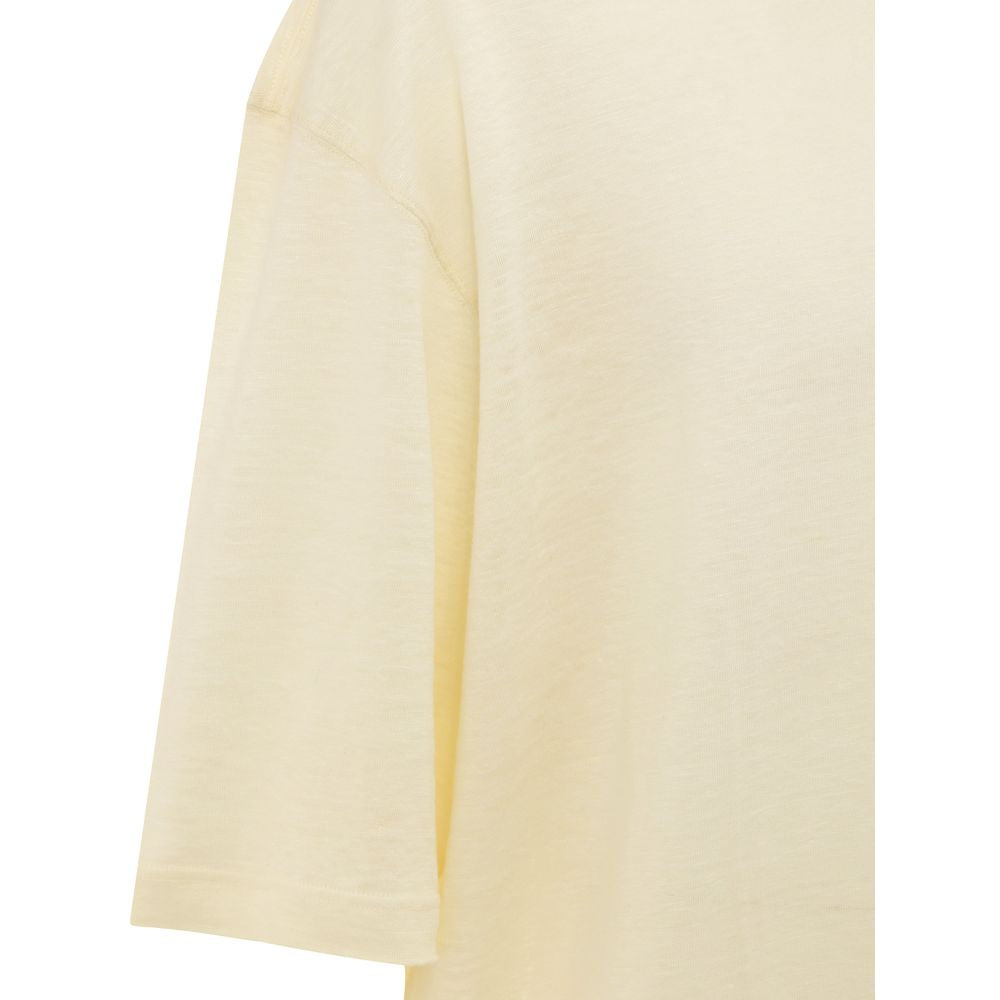 Yellow Linen T-Shirt-Corneliani-LabelTerrace.com