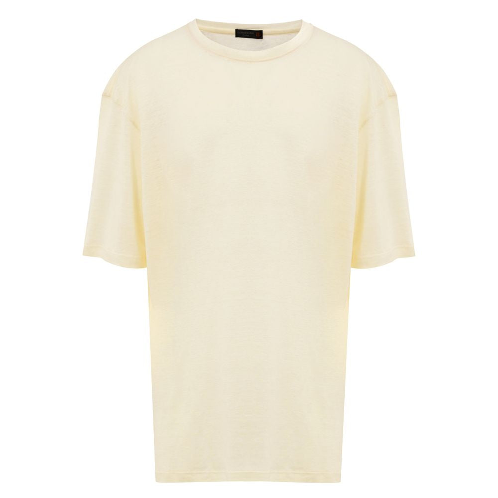 Yellow Linen T-Shirt-Corneliani-LabelTerrace.com