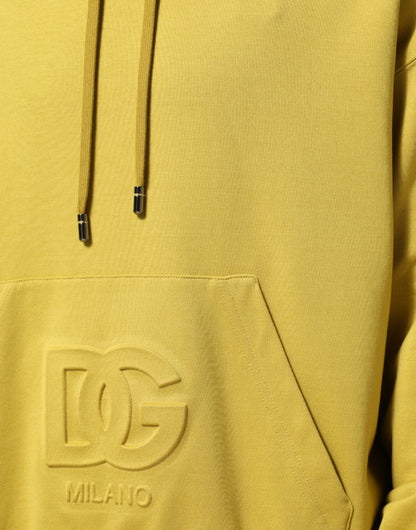 Yellow Logo Cotton Hooded Sweatshirt Sweater