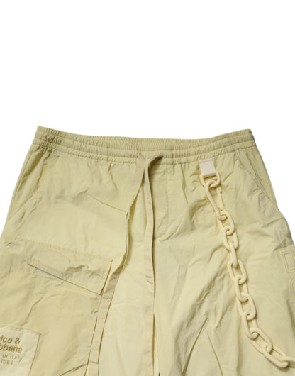 Yellow Nylon Cargo Chain Men Jogger Pants-Dolce & Gabbana-LabelTerrace.com