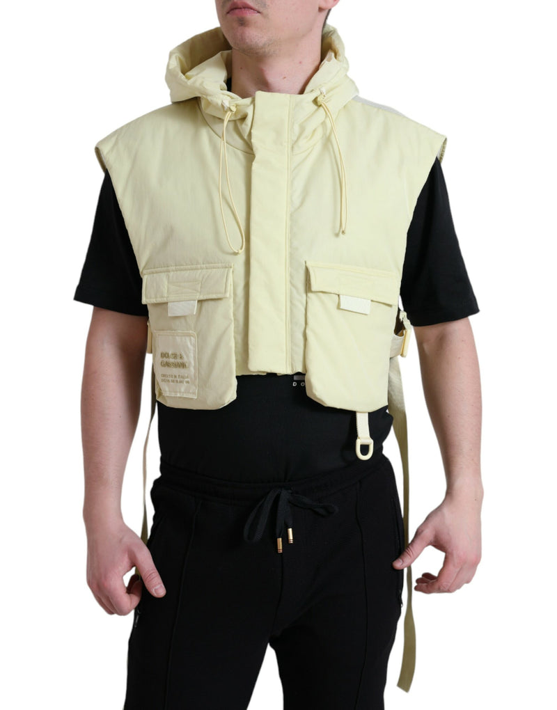 Yellow Nylon Hooded Sportswear Vest Jacket-Dolce & Gabbana-LabelTerrace.com