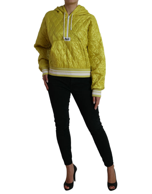 Yellow Nylon Quilted Hooded Pullover Jacket-Dolce & Gabbana-LabelTerrace.com