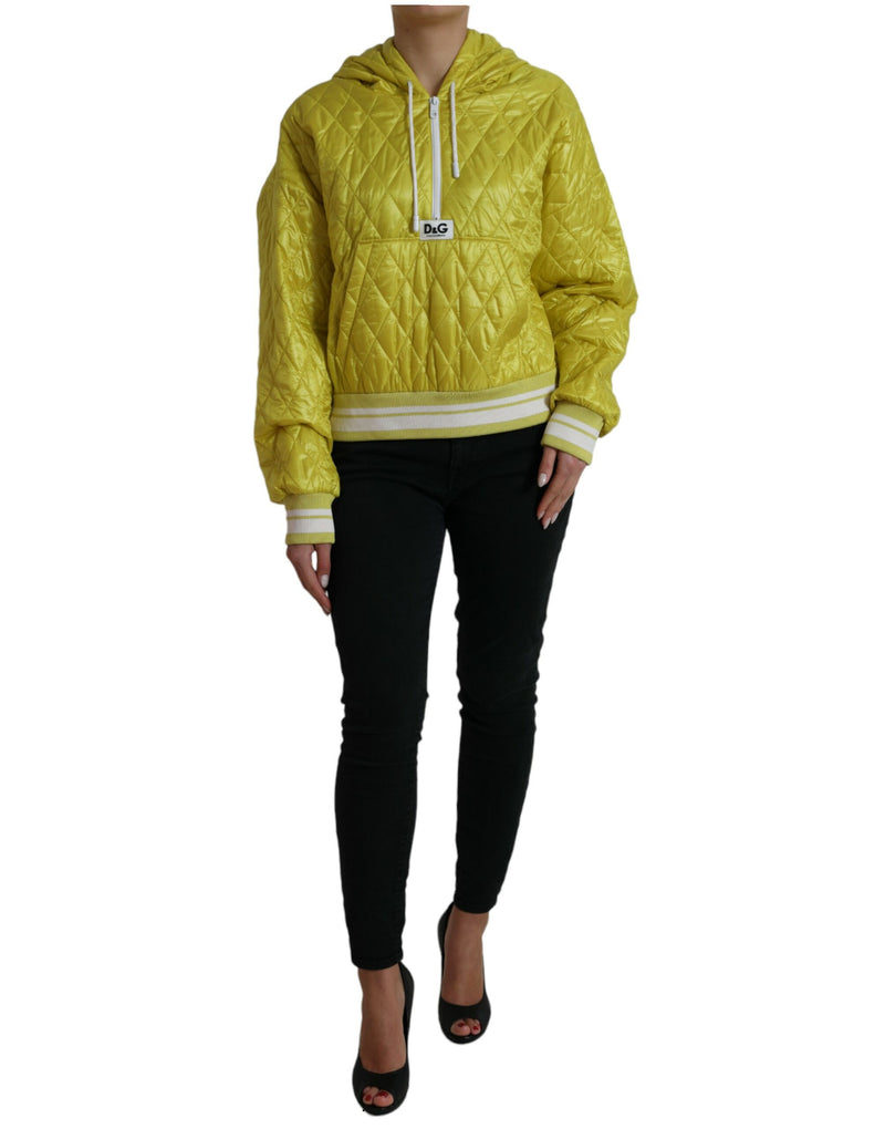 Yellow Nylon Quilted Hooded Pullover Jacket-Dolce & Gabbana-LabelTerrace.com