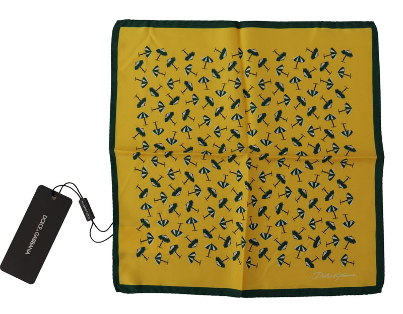 Yellow Printed DG Logo Square Mens Handkerchief Scarf-Dolce & Gabbana-LabelTerrace.com