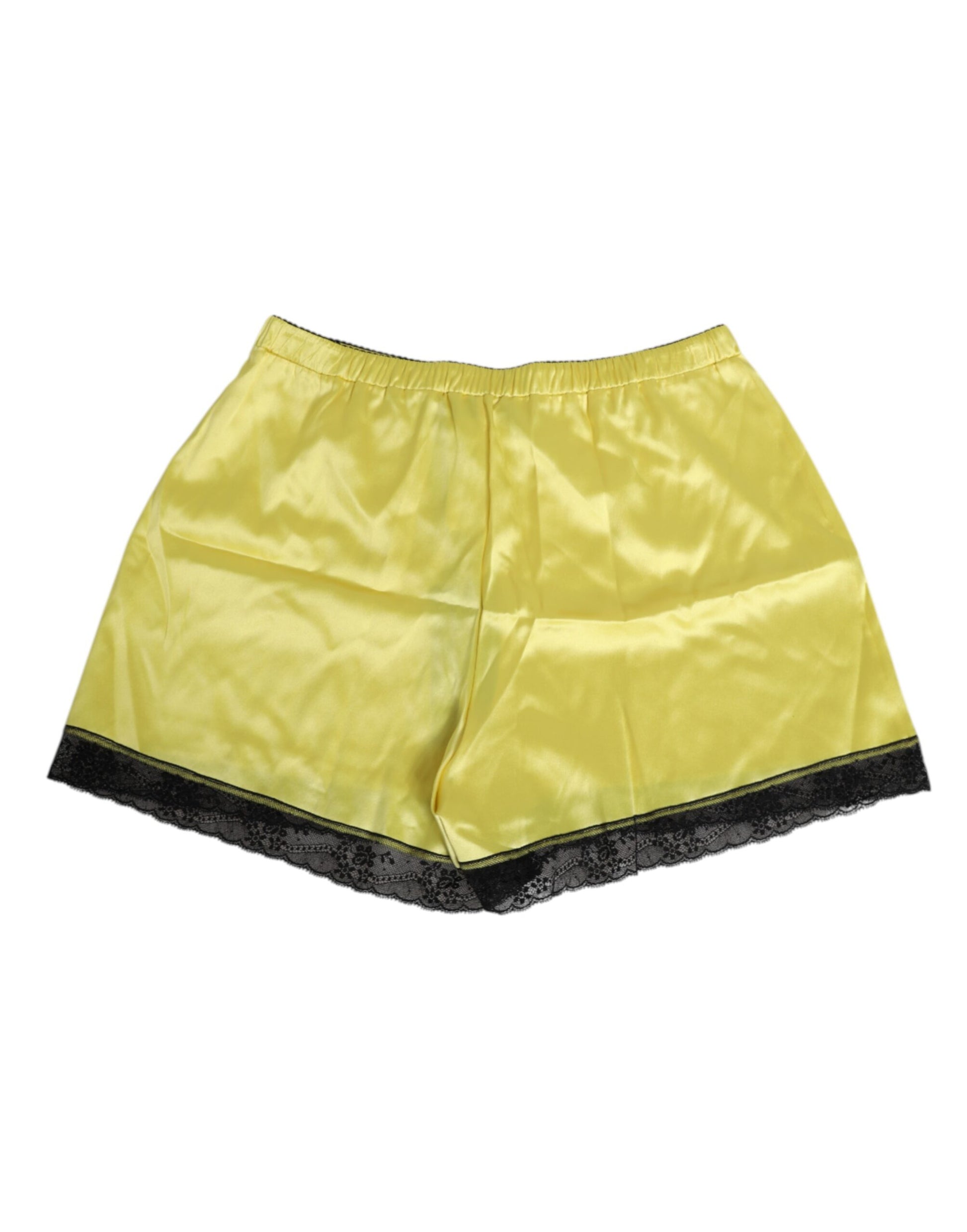 Yellow Satin Silk Mid Waist Underwear Shorts
