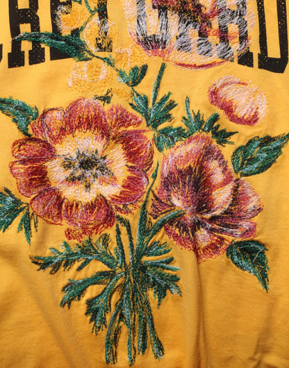 Yellow Secret Graden Floral Cotton CrewNeck T-shirt