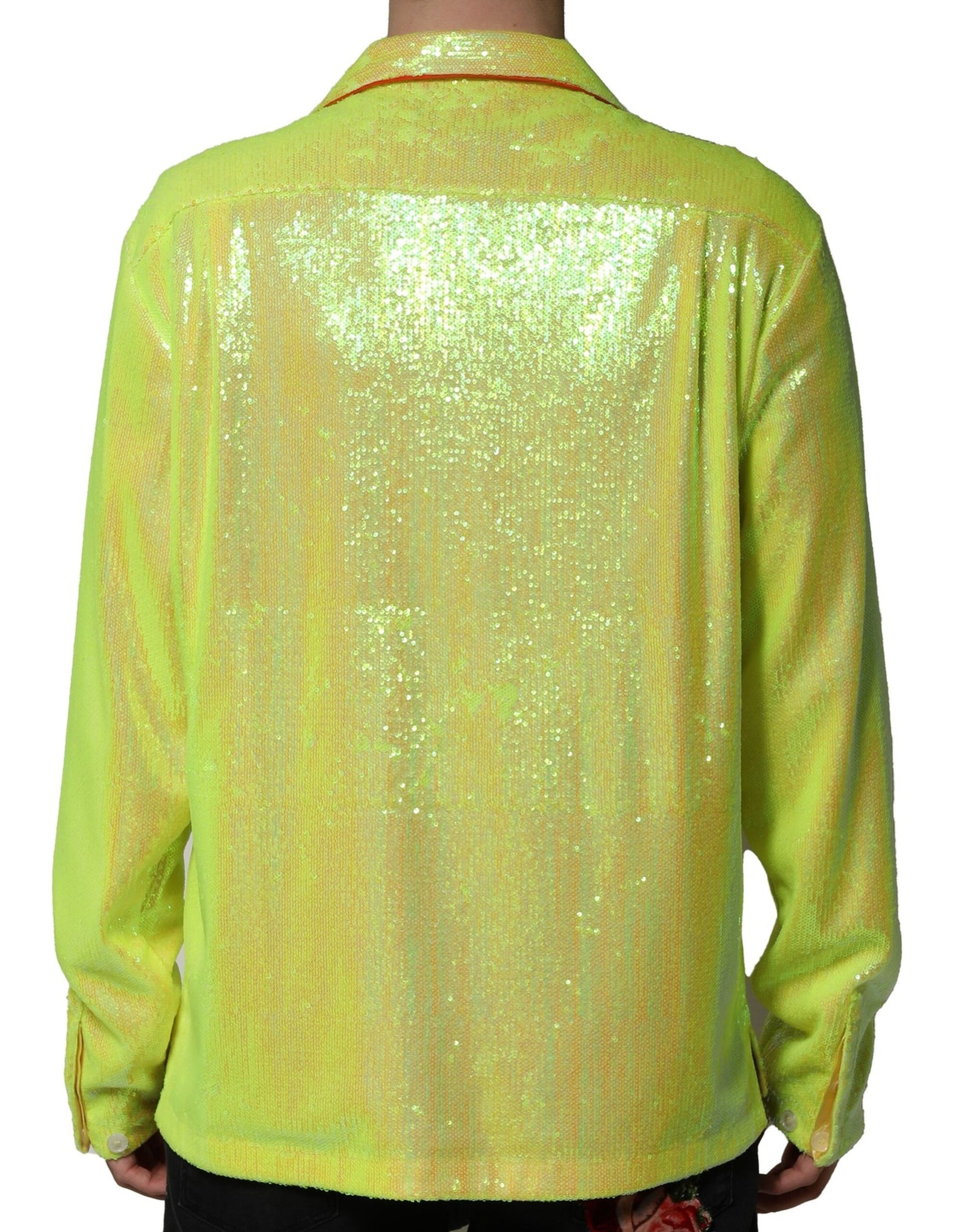 Yellow Sequin Polyester Lounge Casual Shirt-Dolce & Gabbana-LabelTerrace.com