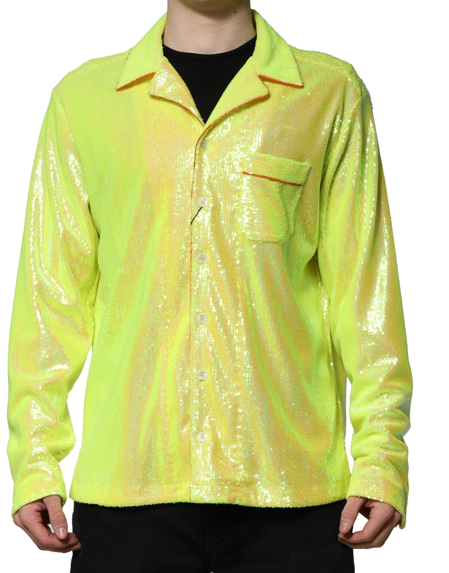 Yellow Sequin Polyester Lounge Casual Shirt-Dolce & Gabbana-LabelTerrace.com