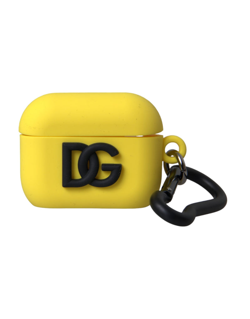 Yellow Silicone Logo Embossed Airpods Case-Dolce & Gabbana-LabelTerrace.com