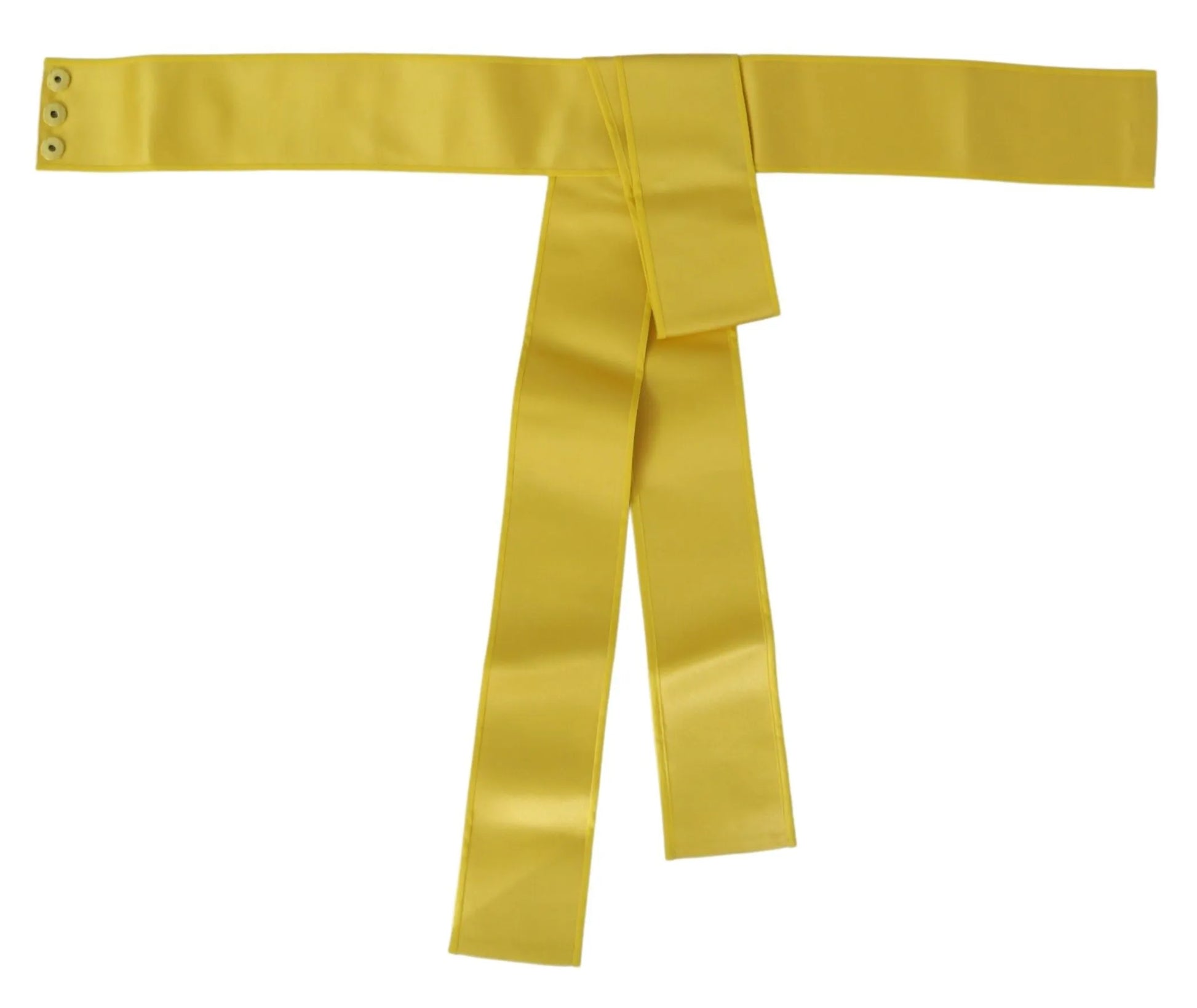 Yellow Wide Snap Button Closure Silk Belt-Dolce & Gabbana-LabelTerrace.com