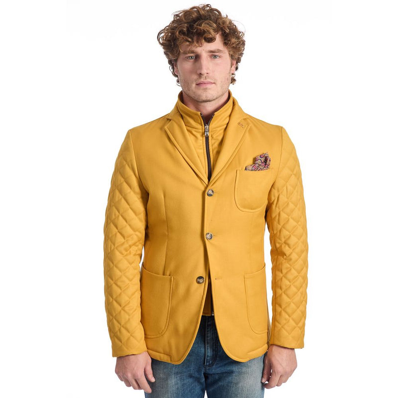 Yellow Wool Men Jacket-Roberto Pepe Luxury-LabelTerrace.com