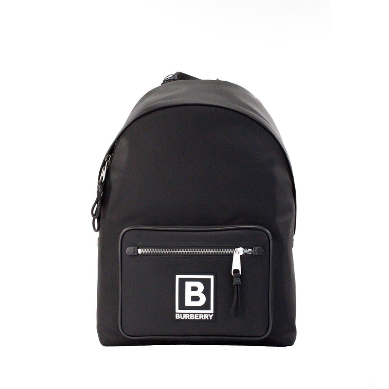 Abbeydale Branded Stamp Black Nylon Backpack Shoulder Bookbag-Burberry-LabelTerrace.com