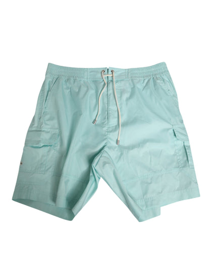 Aqua Blue Polyester Beachwear Men Shorts Swimwear-Dolce & Gabbana-LabelTerrace.com