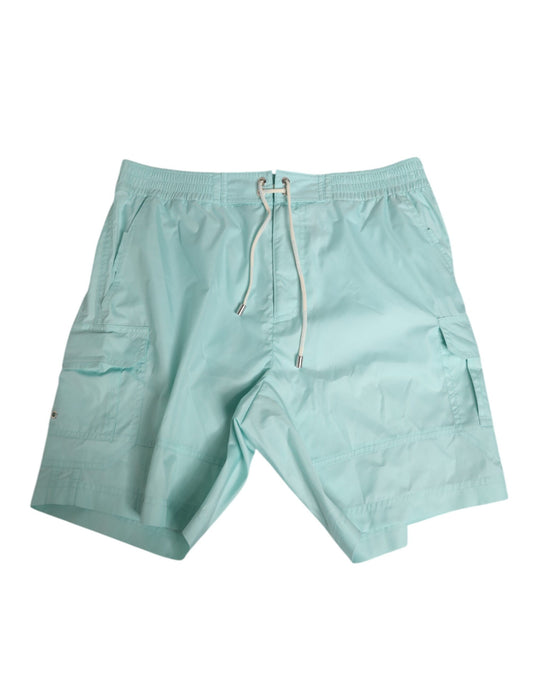 Aqua Blue Polyester Beachwear Men Shorts Swimwear-Dolce & Gabbana-LabelTerrace.com