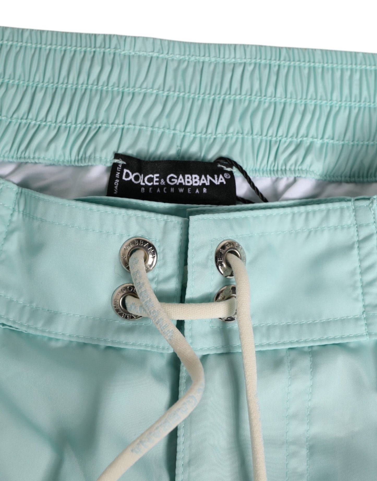 Aqua Blue Polyester Beachwear Men Shorts Swimwear-Dolce & Gabbana-LabelTerrace.com