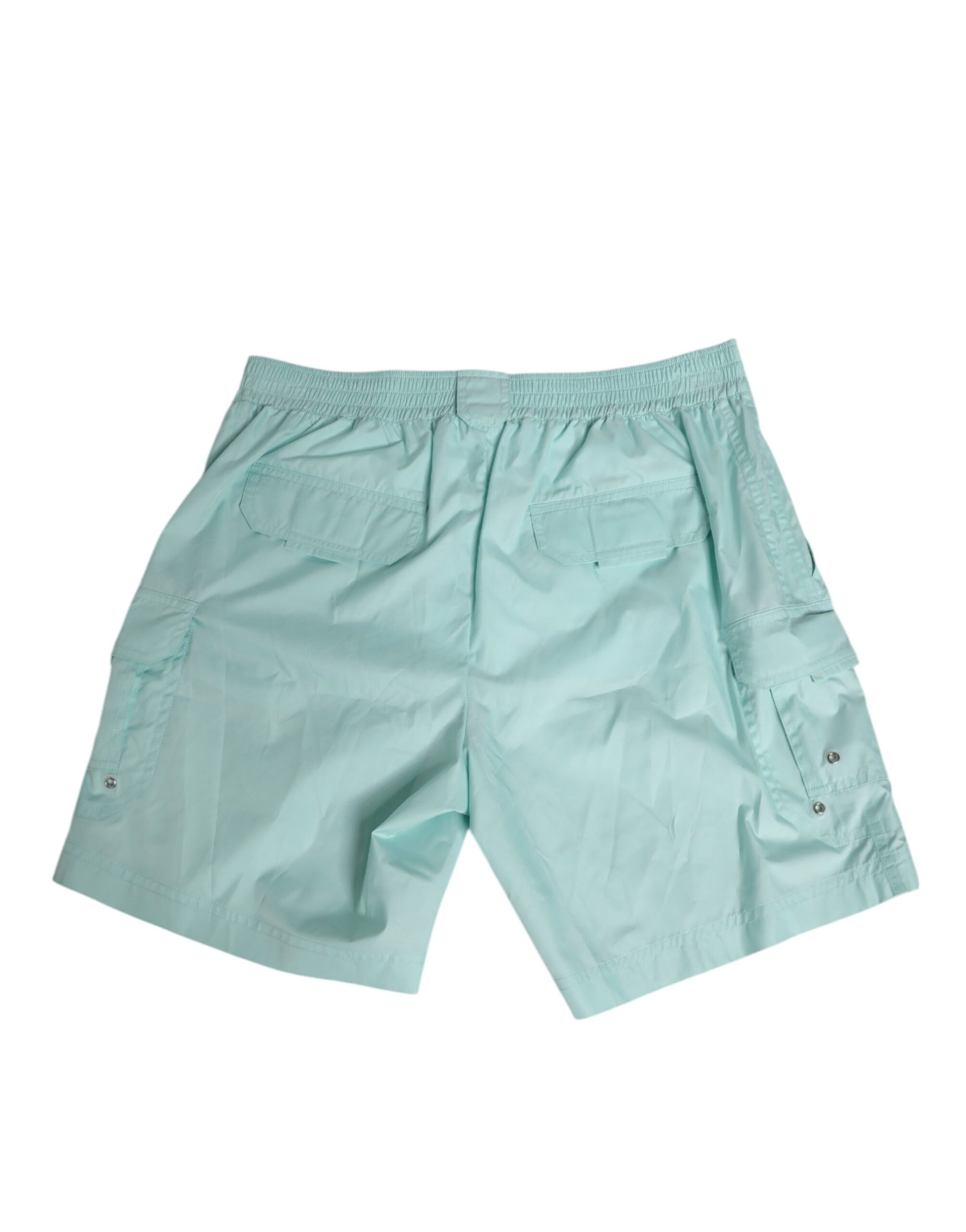 Aqua Blue Polyester Beachwear Men Shorts Swimwear-Dolce & Gabbana-LabelTerrace.com